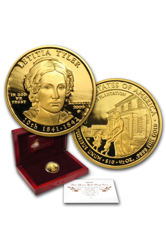 2009-W 1/2 oz Proof Gold Letitia Tyler (w/Box & COA)