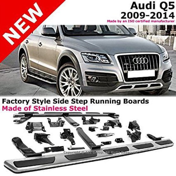 2009 to 2014 Audi Q5 09-14 Stainless Steel Running Board Side Steps Nerf Bars Gunmetal Black Color