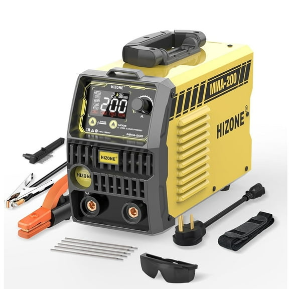 HIZONE 200A Multiprocess Stick Welder with 110/220V ARC/LIFT TIG and LCD Display