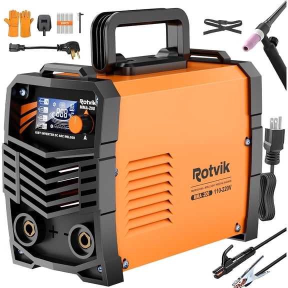 200A Stick Welder Dual 110V/220V Portable Welding Machine 2 in 1 MMA Lift TIG Arc Welder Small Mini Welder with Large LED Display Hot Start ARC Force VRD for Home Workshop