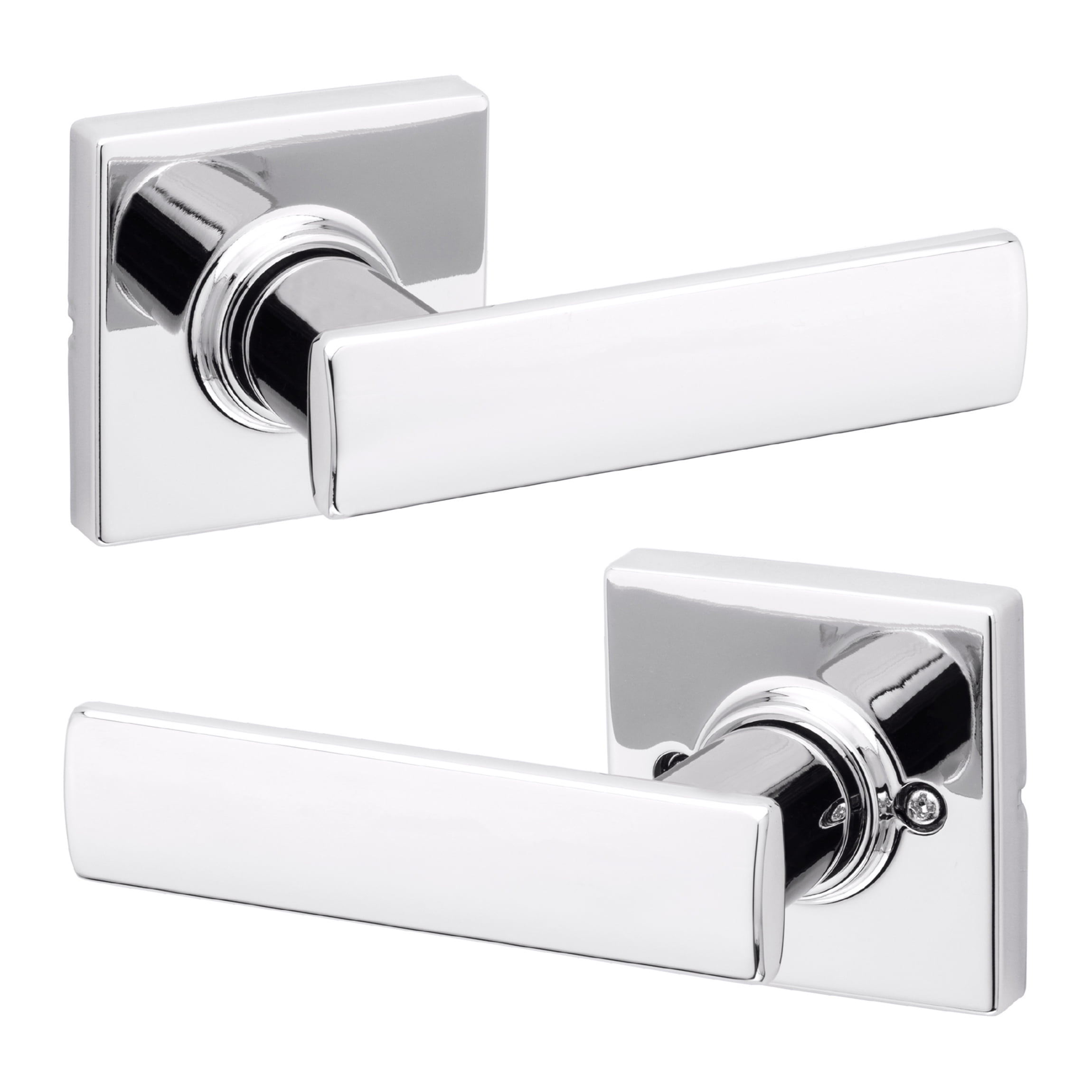 Kwikset Breton Square Passage Lever Doorknob Polished Chrome