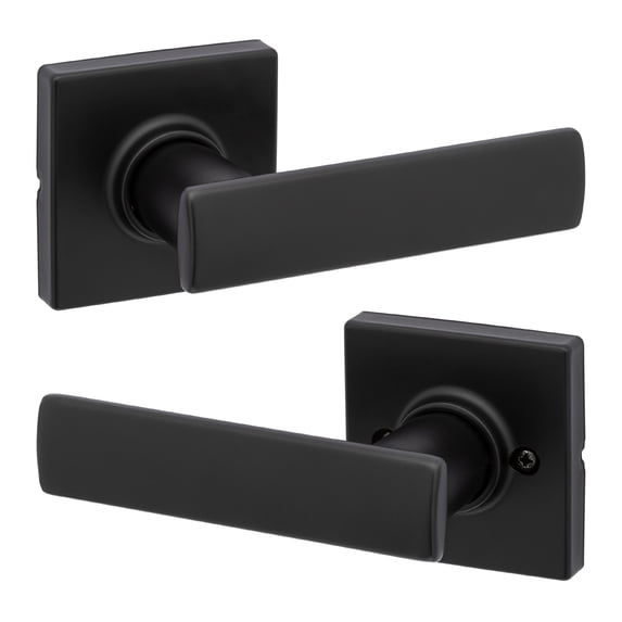 Kwikset Breton Square Passage Lever Doorknob Matte Black