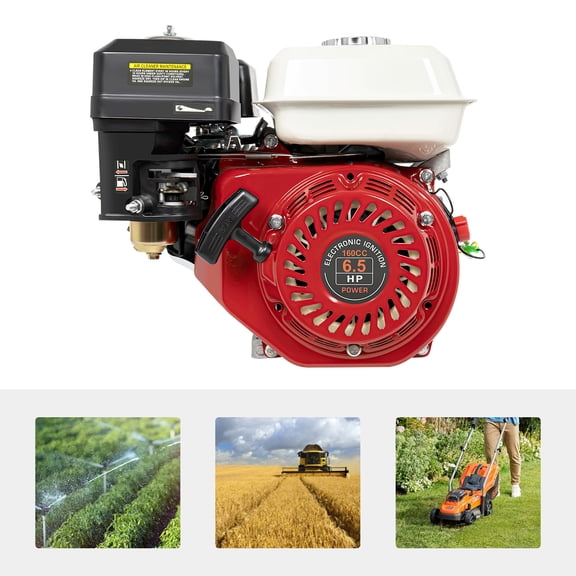 200CC Gas Engine, 4-Stroke 6.5HP Go Kart Engine Gas Motor Engine Replacement for Honda Gx160 Horizontal Shaft Pull Start Engine OHV Industrial Gasoline Engine with Air Cooled for Mini Bike