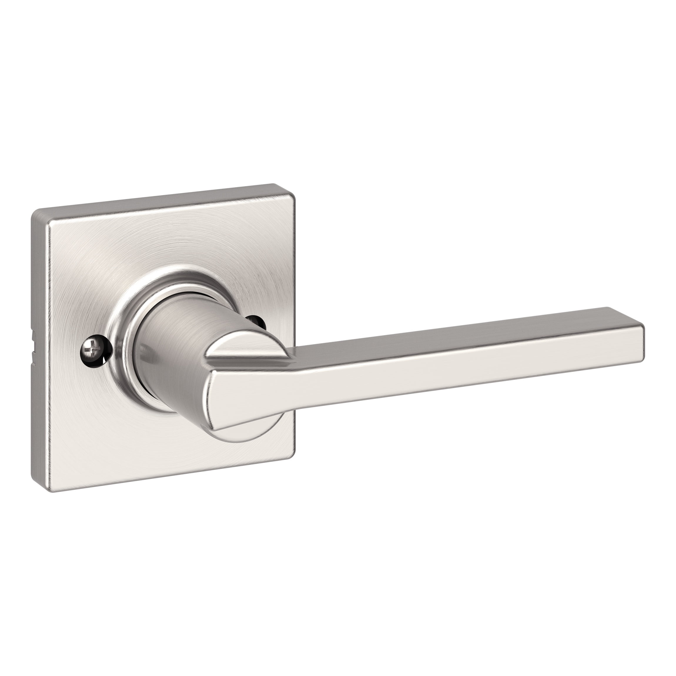 Satin Nickel Square Rose Passage Lever Handle