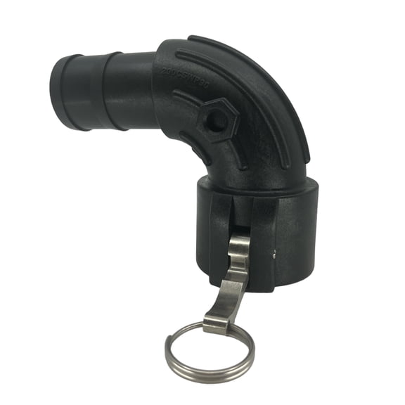 TerreMax Poly Camlock 2 inch Female Coupler x 2 inch Hose Barb Sweep - 200CSWP90