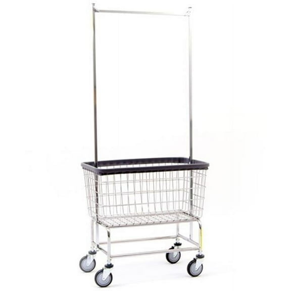 200F56 Large Capacity Wire Frame Metal Laundry Cart with Double Pole Rack