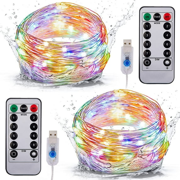 200FT Color Changing Fairy Light 65.6FT USB RGB String Lights with Remote Control Multiple Modes and Timer for Bedroom Decoration(2pack)