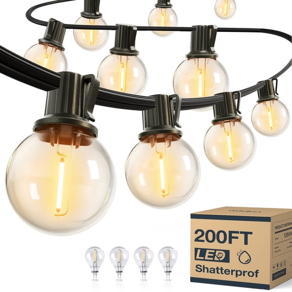 200FT IP65 Waterproof LED String Lights With Shatterproof ST38, Dimmable Outdoor Lights Suitable For Yard