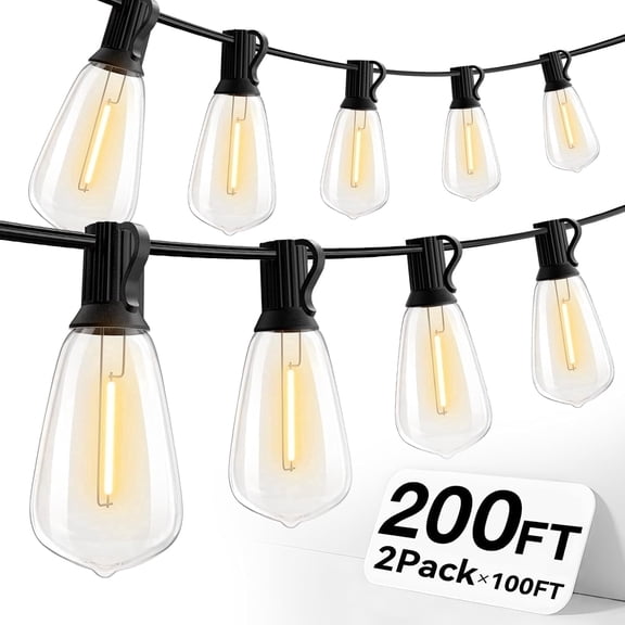 EclatrisLume 200FT Outdoor String Lights,Patio Lights with Shatterproof Waterproof Vintage Edison Bulbs for Christmas,Porch,Backyard,Garden,2700K