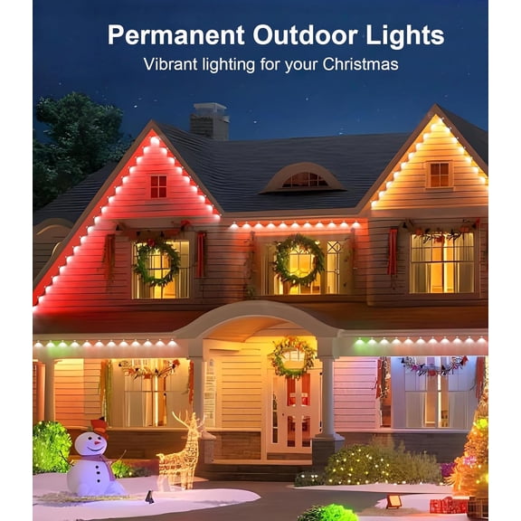 200FT Permanent Outdoor Lights for House, 2025 Smart RGB LED Outside Eaves Lights with APP Remote Control, IP67 Waterproof Outdoor Lighting Decor for Christmas Holiday, Halloween, Roof, Party, Daily