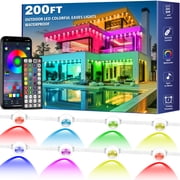 200FT Permanent Outdoor RGB Lights, IP67 Waterproof Eaves Lights with Smart App & Remote Control, DIY Scene Modes & Music Sync, Color Changing String Lights for Garden, Patio, Deck, Christmas Holiday
