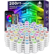 200FT Permanent Outdoor RGB Lights, IP67 Waterproof Eaves Lights with Smart App & Remote Control, DIY Scene Modes & Music Sync, Color Changing String Lights for Garden, Patio, Deck, Christmas Holiday