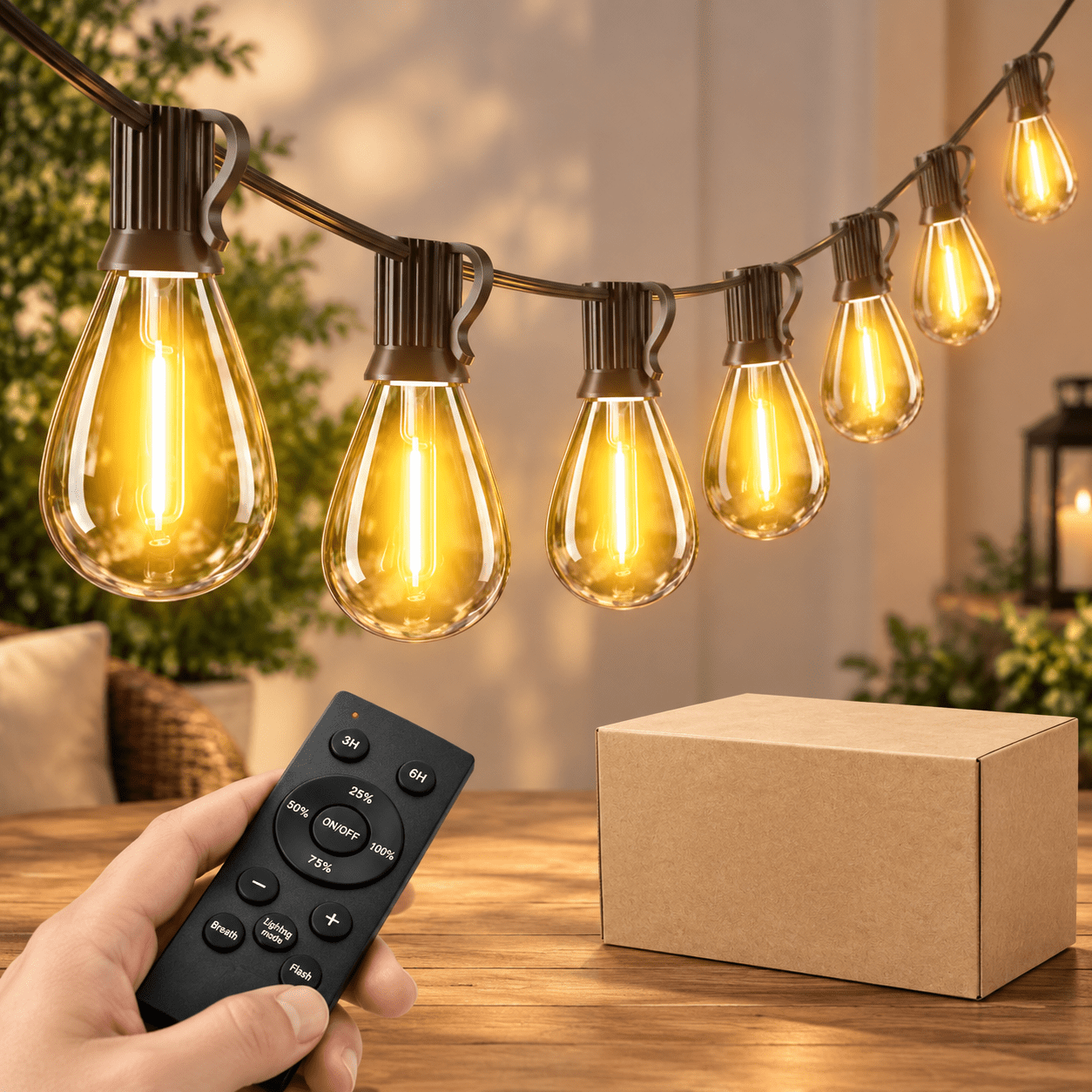 Warm Led String Lights 200FT-Remote Warm Yellow Outdoor String Lights with Shatterproof LED ...