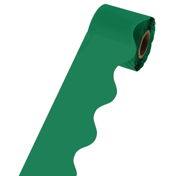 200FT Scalloped Bulletin Board Border Trim Roll for Classroom Office Home, Fan-Shaped Decorative Edge for Display Boards Chalkboard, Durable Coated Paper Border for Teacher Supplies, Green, By Harlik