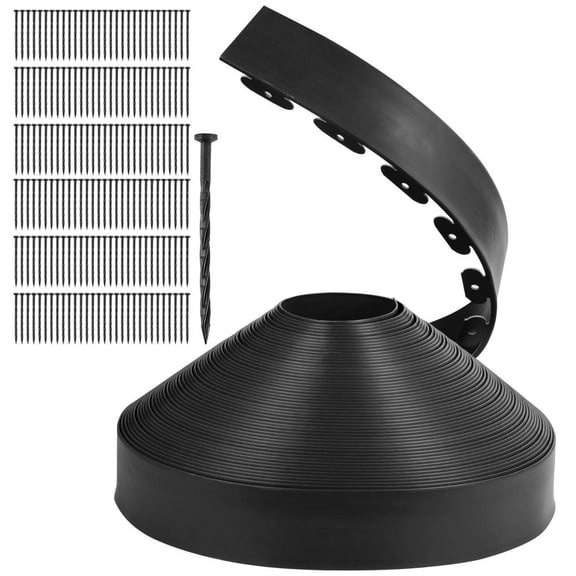 (200Ft)Landscape Edging No Dig,Garden Edging Borders [Extra Tall 4IN High] Flexible Lawn Edging Kit with 30pcs Stakes,Mini Plastic Fence for Yard Flowerbeds