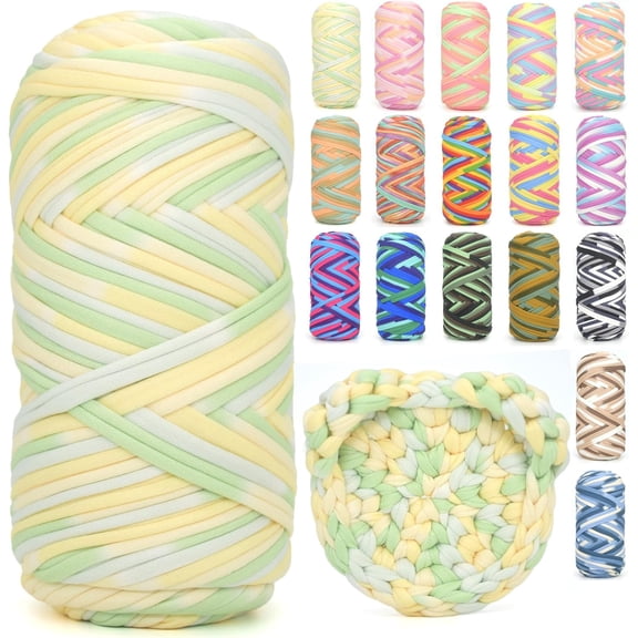 200G Tshirt Yarn for Crocheting,Beige T Shirt Chunky Elastic Fabric Thick T-Shirt Crochet Yarn for Beginners Crocheting Hand Knitting Bag/Basket/Coasters/DIY Crafts/Home Decor