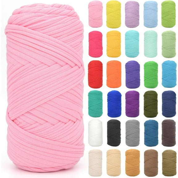 200G Tshirt Yarn for Crocheting,Beige T Shirt Chunky Elastic Fabric Thick T-Shirt Crochet Yarn for Beginners Crocheting Hand Knitting Bag/Basket/Coasters/DIY Crafts/Home Decor