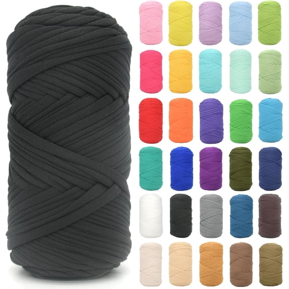 200G Tshirt Yarn for Crocheting,Beige T Shirt Chunky Elastic Fabric Thick T-Shirt Crochet Yarn for Beginners Crocheting Hand Knitting Bag/Basket/Coasters/DIY Crafts/Home Decor