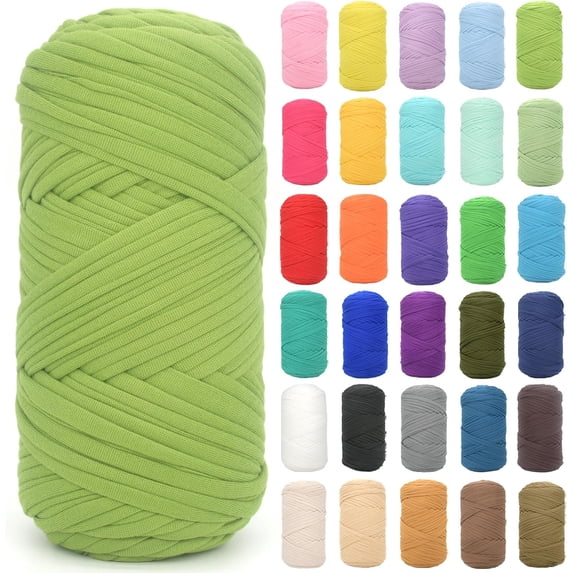 200G Tshirt Yarn for Crocheting,Beige T Shirt Chunky Elastic Fabric Thick T-Shirt Crochet Yarn for Beginners Crocheting Hand Knitting Bag/Basket/Coasters/DIY Crafts/Home Decor