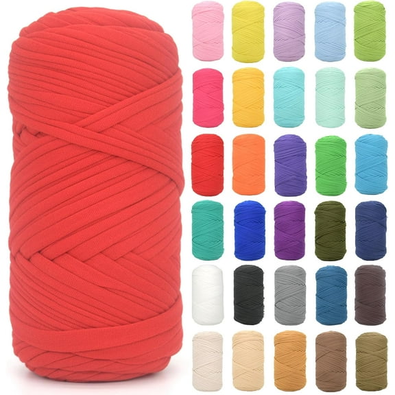 200G Tshirt Yarn for Crocheting,Beige T Shirt Chunky Elastic Fabric Thick T-Shirt Crochet Yarn for Beginners Crocheting Hand Knitting Bag/Basket/Coasters/DIY Crafts/Home Decor