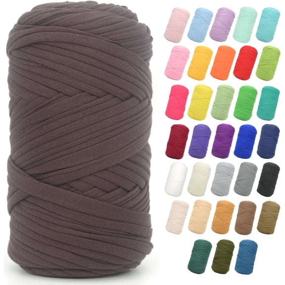 200G Tshirt Yarn for Crocheting, T Shirt Chunky Elastic Fabric Thick T-Shirt Crochet Yarn for Beginners Crocheting Hand Knitting Bag/Basket/Coasters/DIY Crafts/Home Decor