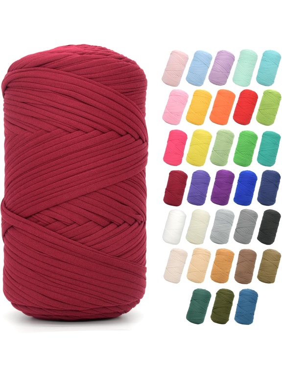 200G Tshirt Yarn for Crocheting, T Shirt Chunky Elastic Fabric Thick T-Shirt Crochet Yarn for Beginners Crocheting Hand Knitting Bag/Basket/Coasters/DIY Crafts/Home Decor