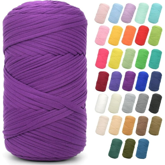 200G Tshirt Yarn for Crocheting, T Shirt Chunky Elastic Fabric Thick T-Shirt Crochet Yarn for Beginners Crocheting Hand Knitting Bag/Basket/Coasters/DIY Crafts/Home Decor