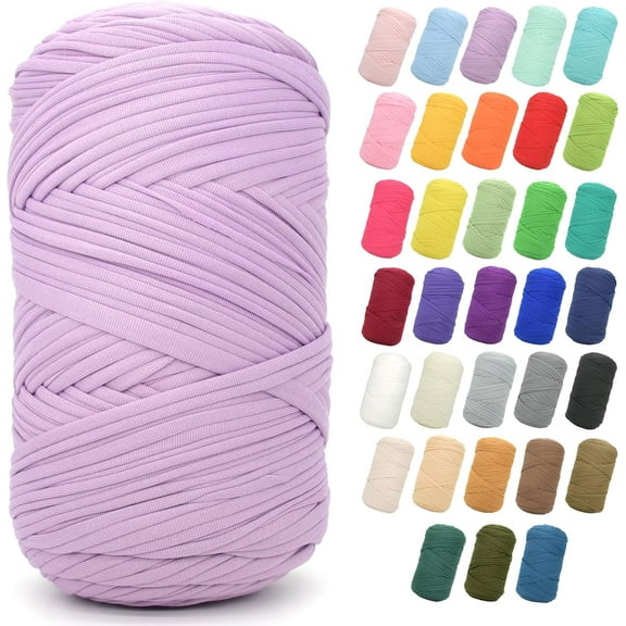 200G Tshirt Yarn for Crocheting, T Shirt Chunky Elastic Fabric Thick T-Shirt Crochet Yarn for Beginners Crocheting Hand Knitting Bag/Basket/Coasters/DIY Crafts/Home Decor