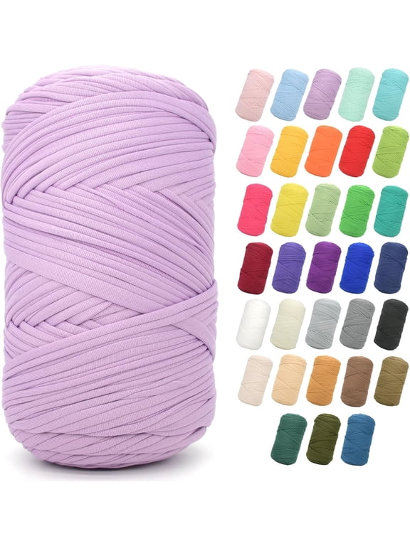 200G Tshirt Yarn for Crocheting, T Shirt Chunky Elastic Fabric Thick T-Shirt Crochet Yarn for Beginners Crocheting Hand Knitting Bag/Basket/Coasters/DIY Crafts/Home Decor