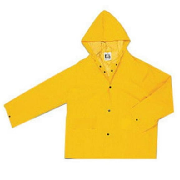 200J Classic Series Yellow Rain Jacket with Detachable Hood, 0.35 mm, PVC/Polyester, X-Large