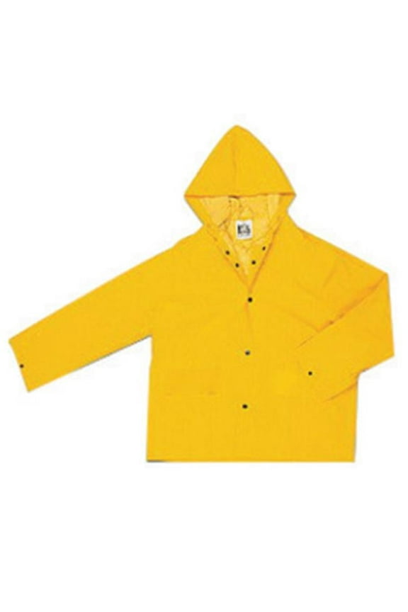200J Classic Series Yellow Rain Jacket with Detachable Hood, 0.35 mm, PVC/Polyester, X-Large