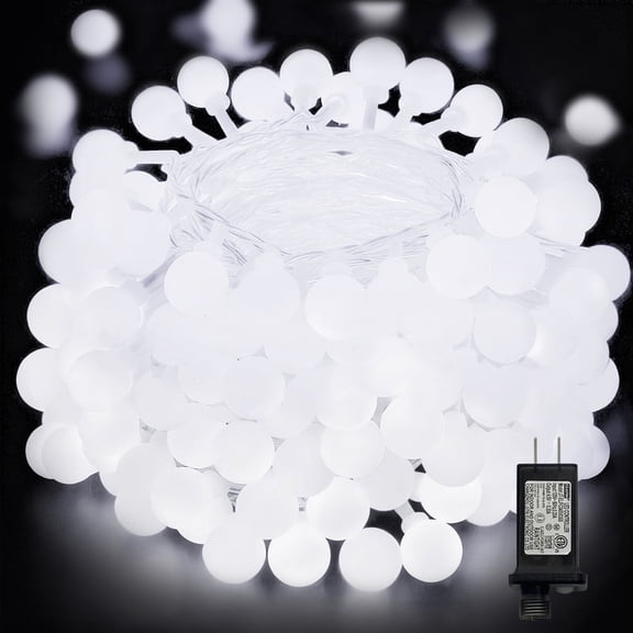 200L 20M/66ft White LED String Lights Clear Transparent Wire 8-Function 2-Channel for Home Holiday Wedding Christmas Decoration