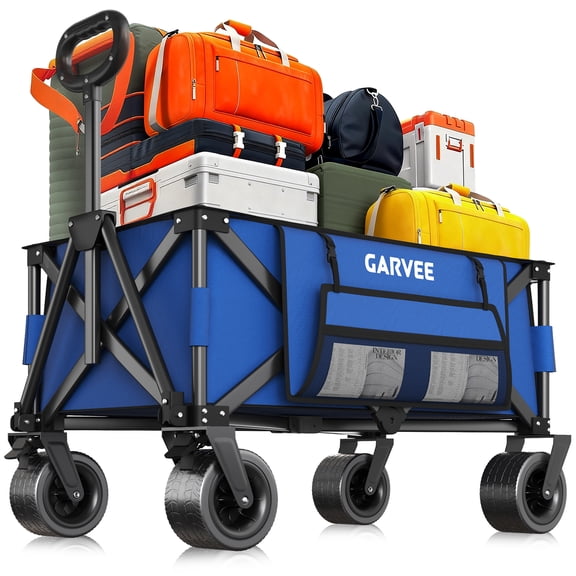 200L Camping Trolley, Festival Trolley with 209 kg Capacity, Heavy-Duty Portable Collapsible Cart with All-Terrain Wheels, Storage Cover&Elastic Rope, Utility Carts for Shopping, Camping