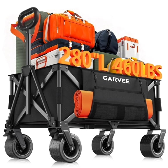 200L Camping Trolley, Festival Trolley with 209 kg Capacity, Heavy-Duty Portable Collapsible Cart with All-Terrain Wheels, Storage Cover&Elastic Rope, Utility Carts for Shopping, Camping