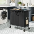 thumbnail image 1 of 200L Laundry Sorter 3-Section Laundry Basket with Wheels Rolling Laundry Hamper with Removable Liner Ink Black, 1 of 7