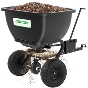 200LB Tow Behind Broadcast Spreader, Fertilizer Spreader Holds up to 550 lbs with 13" Pneumatic Tires and Adjustable Flow Control Lever,for Fertilizer, Grass Seed, Salt, Ice Melt, Lawn