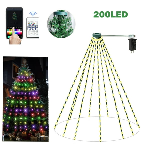200LED Christmas Tree Lights, 10 Modes Fairy Lights with Remote/APP Control Waterproof 9.8FT String Lights for Wedding Party Home Holiday