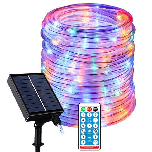 200LED Solar Rope Lights Outdoor,Waterproof 65ft/20M Tube Copper Wire Solar Pipe Fairy String Lights with Remote Timer for Garden Tree Wedding Party Christmas Lighting Decoration