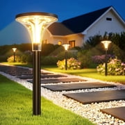 200LM Bright Solar Pathway Lights Outdoor, 4 Pack 29" Tall Solar Powered Garden Lights Waterproof, Auto ON/Off Outdoor Lighting for Path Yard Walkway Driveway Decor
