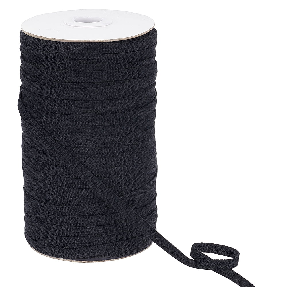 200M Cotton Linen Herringbone Ribbon for Gift Wrapping Party Decorations Black 1/4 inch(7mm) 218.72 Yards(200m)/Roll