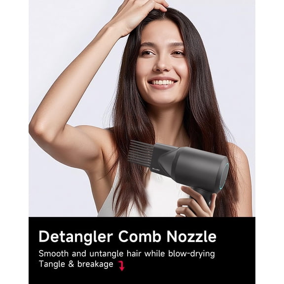 200M Negative Ionic Blow Dryer with Comb & Diffuser Attachment for Curly Hair