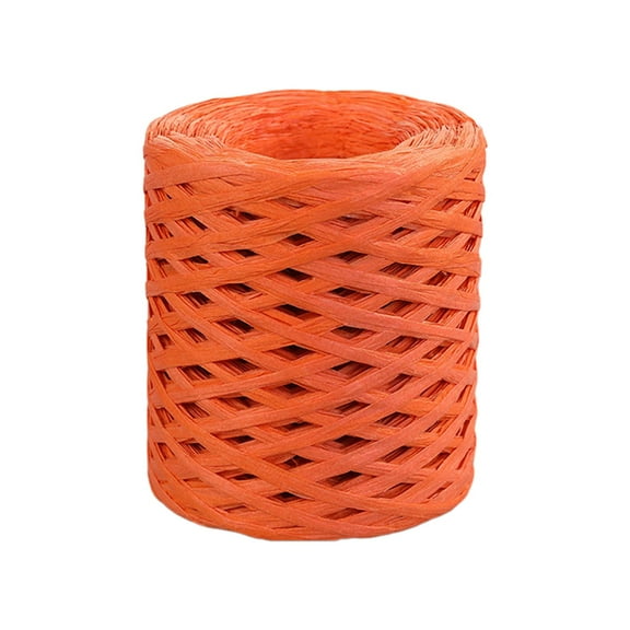 200M/Roll Raffia Paper Ribbon Ornament Durable Recyclable for Weaving Gift Wrapping Crocheting Florist Crafting Box Packing Orange