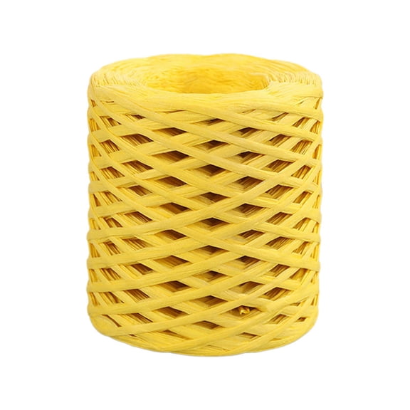 200M/Roll Raffia Paper Ribbon Ornament Durable Recyclable for Weaving Gift Wrapping Crocheting Florist Crafting Box Packing Yellow