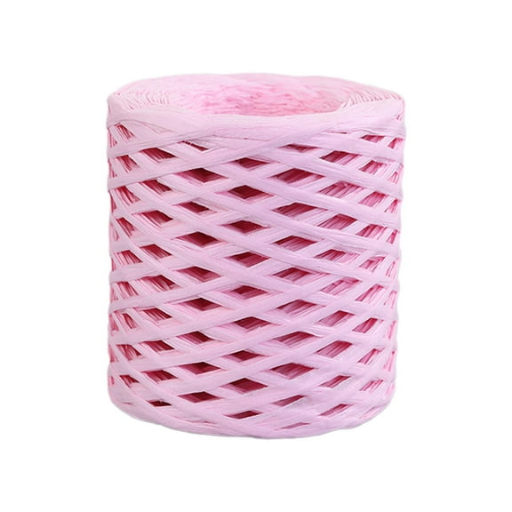 200M/Roll Raffia Paper Ribbon Recyclable Embellishments Durable for Weaving Gift Wrapping Projects Artworks Birthday Pink