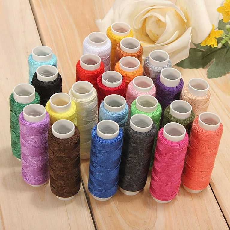 200M Spools 24 Colors Cotton Sewing Machine Thread Reel Cord String
