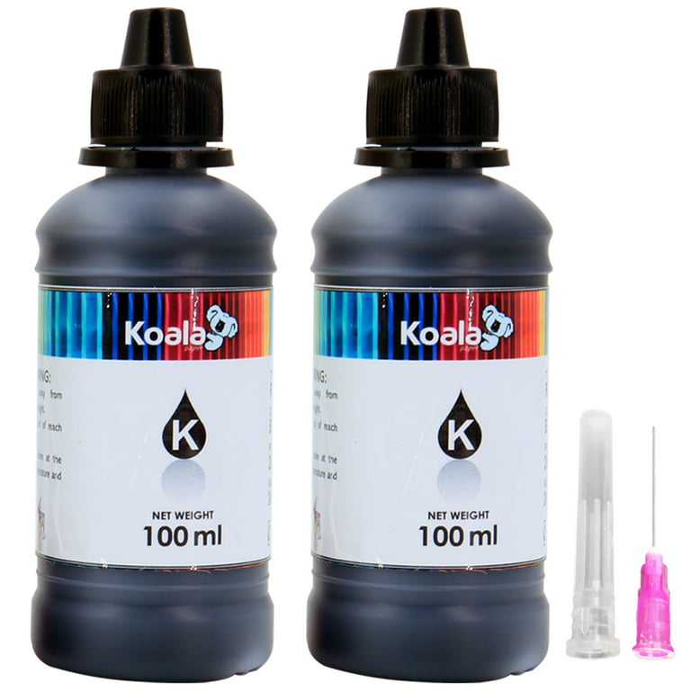 200ML Koala Ink Refill Kit Black Ink Bottles Compatible Epson Canon HP  Brother Inkjet Printers Universal