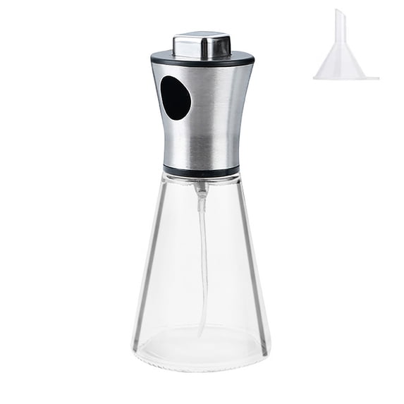 200Ml Glass Stainless Steel Cooking Oil Spray for Olive Rapeseed Oil, Refillable Kitchen Sprayer Bottle for Air Fryer, Bbq, Salad, Baking, Camping, Restaurant & Home , 1× Funnel + 1× Spray Bottle