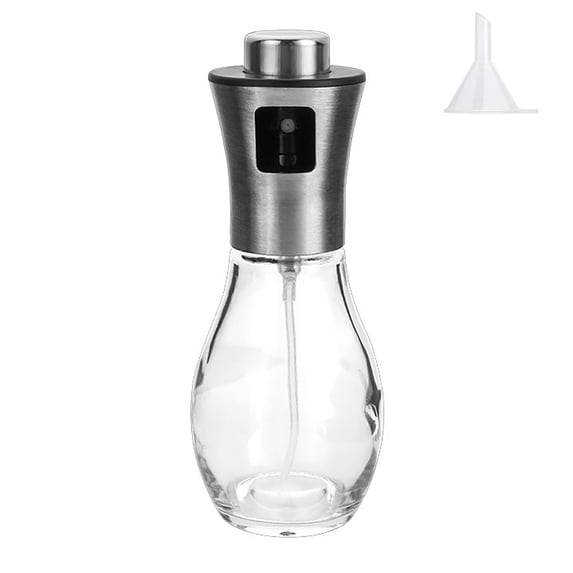 200Ml Glass Stainless Steel Cooking Oil Spray for Olive Rapeseed Oil, Refillable Kitchen Sprayer Bottle for Air Fryer, Bbq, Salad, Baking, Camping, Restaurant & Home , 1× Funnel + 1× Spray Bottle