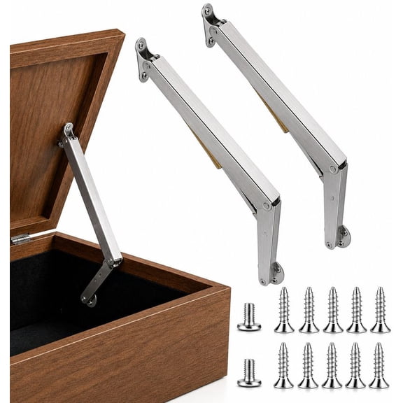 200N Heavy Duty Lid Support Hinge with Soft Close, 2 Pack Toy Box Hinges with Anti-Pinch Warning Stickers, Slow Closing Chest Hinges for Wooden Toy Box, Cedar Chest, Storage Trunk, Easy Install
