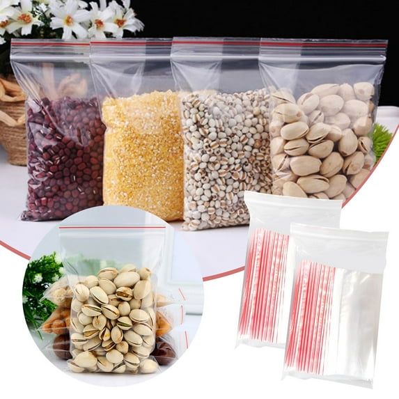 200PC Self-Sealing Bags (2 Sets) - Mini Plastic Storage Bags | 2 Inch Clear Resealable Bags for Small Items | Perfect for Jewelry, Crafts & Kitchen Storage | Hand-Patted for Easy Sealing(Clear)